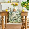 Artoid Mode Green Flowers Floral Eucalyptus Summer Table Runner, Seasonal Spring Kitchen Dining Table Decoration for Home Party Decor 13×72 Inch(Beige)