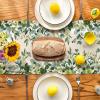 Artoid Mode Green Flowers Floral Eucalyptus Summer Table Runner, Seasonal Spring Kitchen Dining Table Decoration for Home Party Decor 13×72 Inch(Beige)