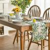 Artoid Mode Green Flowers Floral Eucalyptus Summer Table Runner, Seasonal Spring Kitchen Dining Table Decoration for Home Party Decor 13×72 Inch(Beige)
