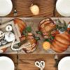 Artoid Mode Polka Dot Pumpkins Vine 2PCS Fall Table Runner, Seasonal Autumn Thanksgiving Kitchen Dining Table Decoration Home Party Decor 13×72 Inch(Wood)