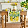 Artoid Mode Yellow Stripes Vase Lemon Summer Table Runner, Spring Kitchen Dining Table Decoration for Home Party Decor 13×72 Inch(Yellow)