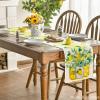 Artoid Mode Yellow Stripes Vase Lemon Summer Table Runner, Spring Kitchen Dining Table Decoration for Home Party Decor 13×72 Inch(Yellow)