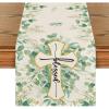 Artoid Mode Blessed Cross Eucalyptus Table Runner, Spring Summer Seasonal Kitchen Dining Table Decoration for Home Party Decor 13 x 72 Inch(Green)