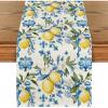 Artoid Mode Blue Lemon Iris Summer Table Runner, Seasonal Spring Kitchen Dining Table Decor for Home Party Decor 13×72 Inch(Blue)