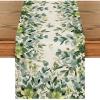 Artoid Mode Green Flowers Floral Eucalyptus Summer Table Runner, Seasonal Spring Kitchen Dining Table Decoration for Home Party Decor 13×72 Inch(Beige)