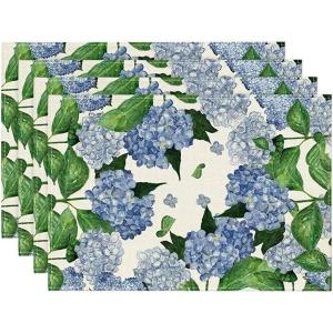 Artoid Mode Watercolor Hydrangea Table Runner, Spring Summer Seasonal Kitchen Dining Table Decoration for Indoor Outdoor Home Party Decor 13 x 72 Inch(Blue/Red)