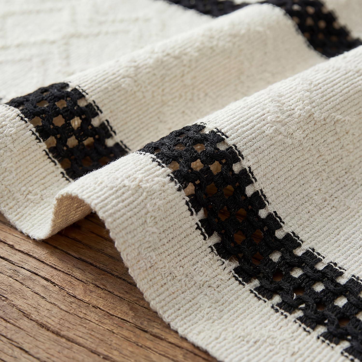 image:imageArtoid Mode Red Stripe Woven Table Runner Seasonal Holiday Hollow Kitchen Dining Table Decoration for Home Party Decor 12x72 InchBlack