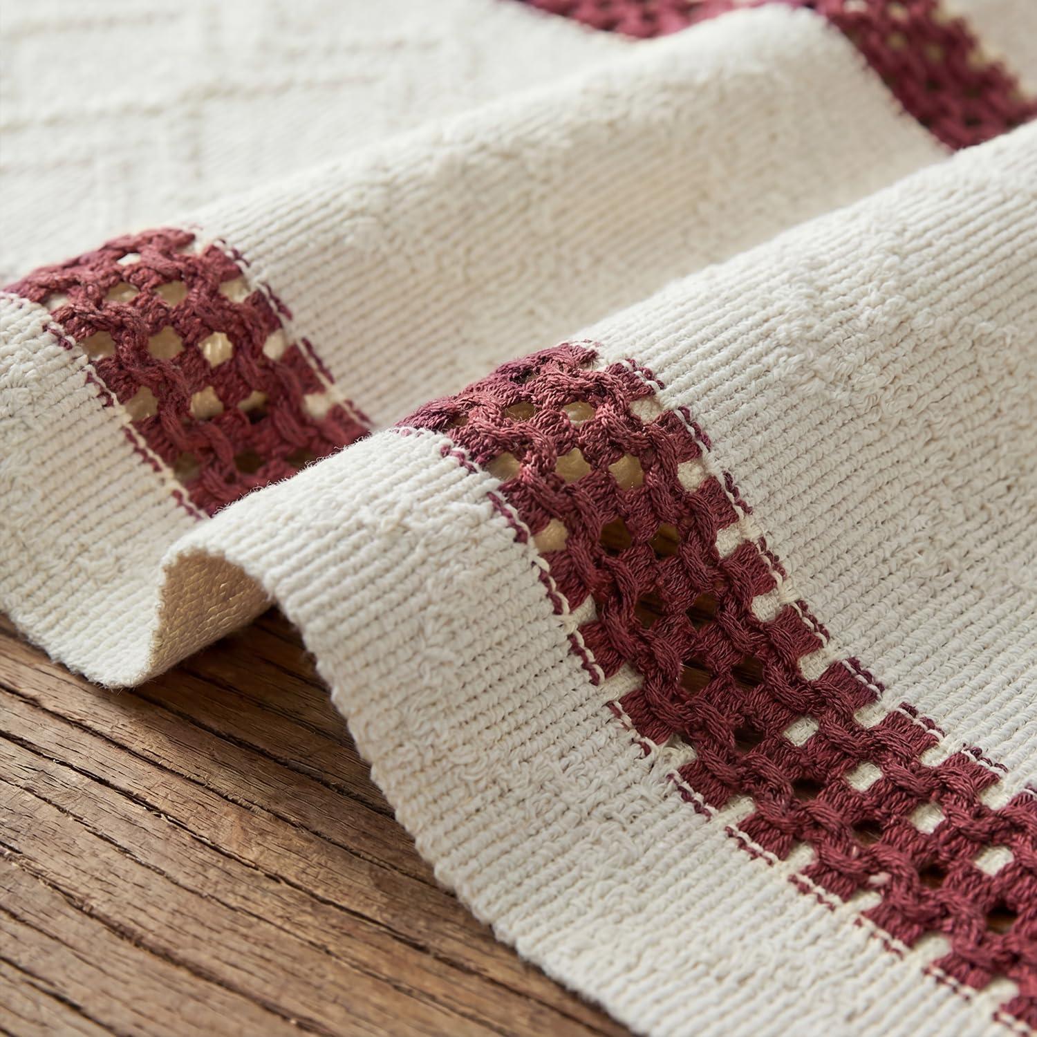 image:imageArtoid Mode Red Stripe Woven Table Runner Seasonal Holiday Hollow Kitchen Dining Table Decoration for Home Party Decor 12x72 InchRed