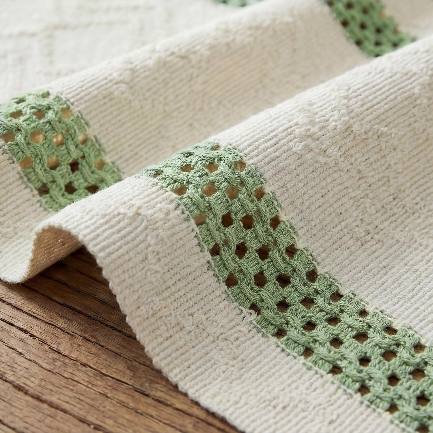 image:imageArtoid Mode Red Stripe Woven Table Runner Seasonal Holiday Hollow Kitchen Dining Table Decoration for Home Party Decor 12x72 InchSage Green