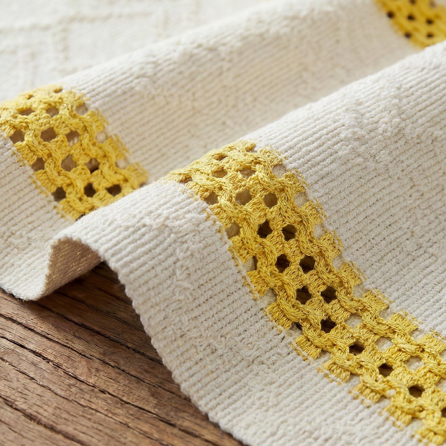image:imageArtoid Mode Red Stripe Woven Table Runner Seasonal Holiday Hollow Kitchen Dining Table Decoration for Home Party Decor 12x72 InchYellow