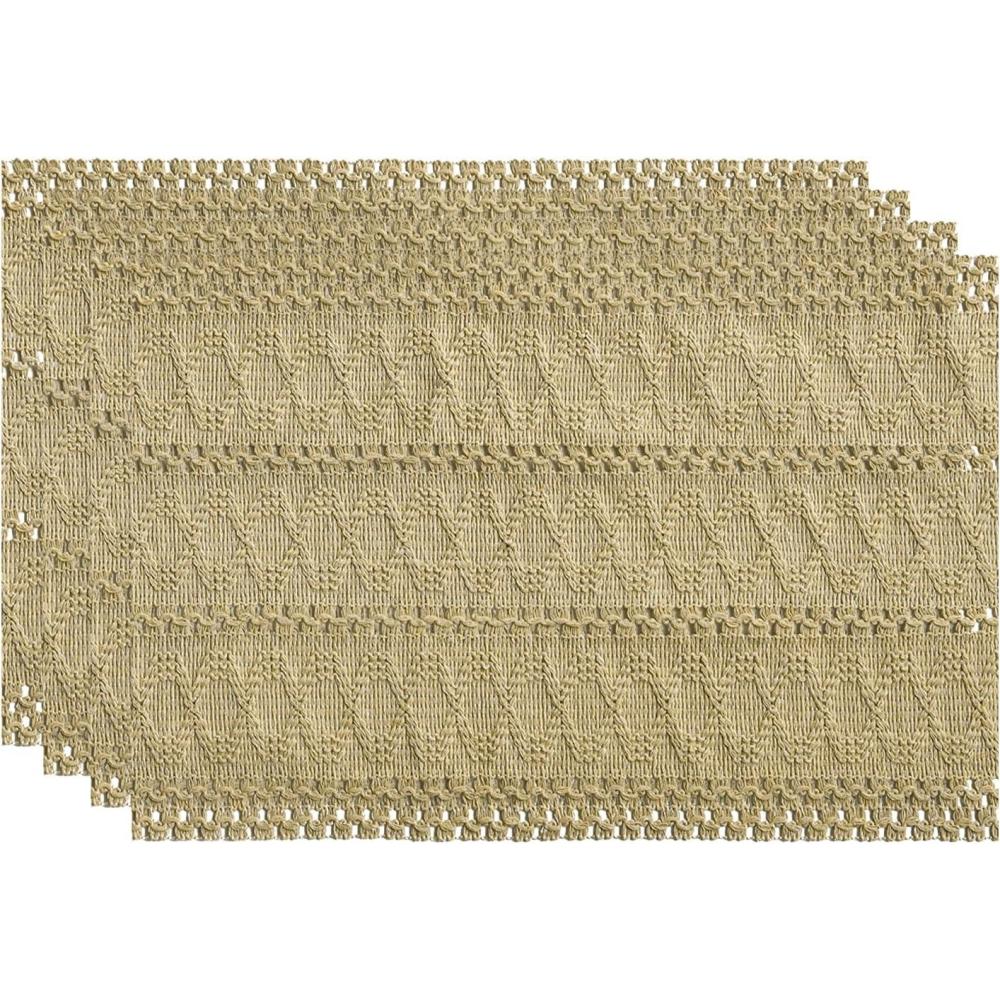 image:imageArtoid Mode Beige Farmhouse Woven Rustic Hollow Placemats Set of 412x18 Inch Seasonal Holiday Table Mats Party Kitchen Dining DecorationBurlap Brown