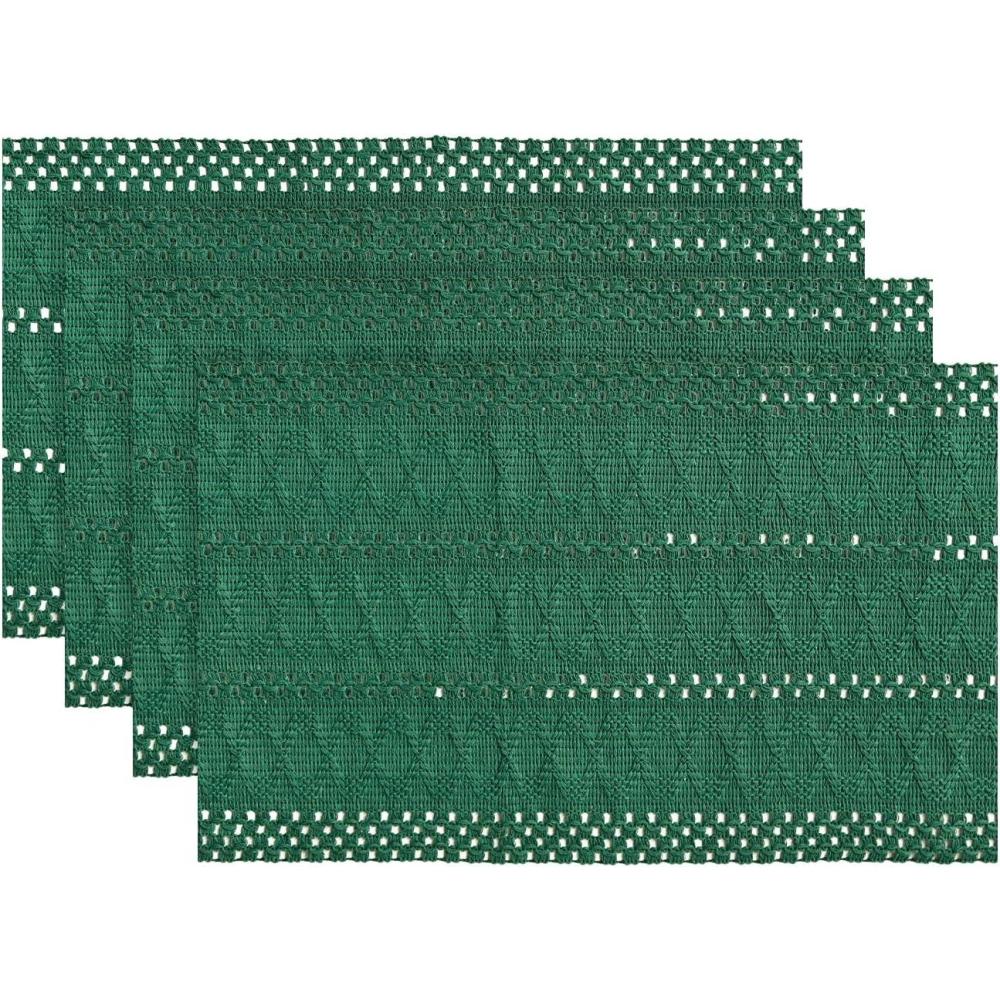 image:imageArtoid Mode Beige Farmhouse Woven Rustic Hollow Placemats Set of 412x18 Inch Seasonal Holiday Table Mats Party Kitchen Dining DecorationDark Green