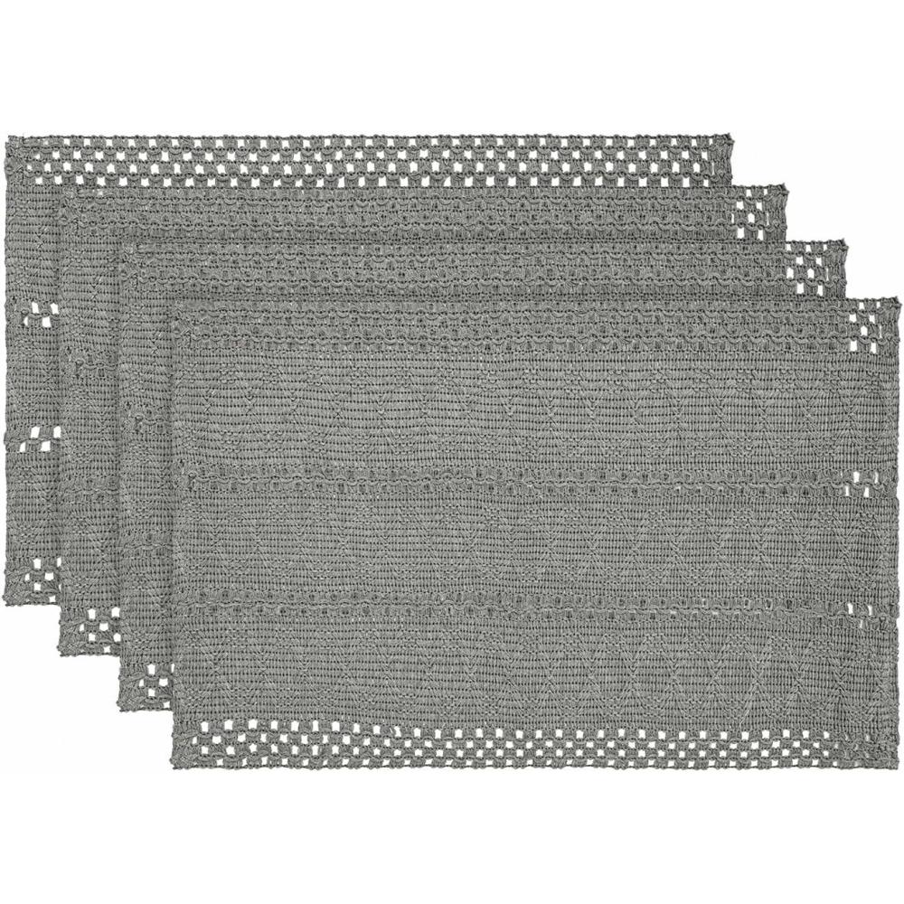 image:imageArtoid Mode Beige Farmhouse Woven Rustic Hollow Placemats Set of 412x18 Inch Seasonal Holiday Table Mats Party Kitchen Dining DecorationDark Grey
