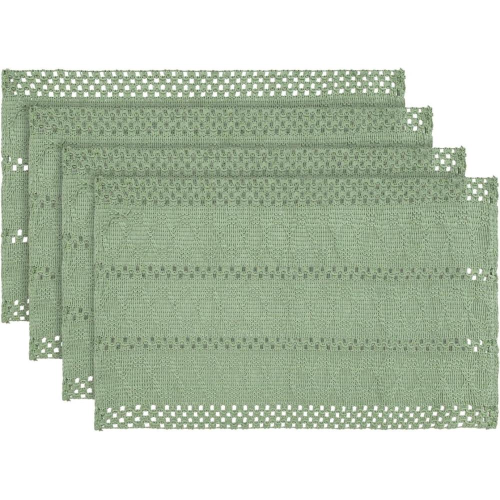 image:imageArtoid Mode Beige Farmhouse Woven Rustic Hollow Placemats Set of 412x18 Inch Seasonal Holiday Table Mats Party Kitchen Dining DecorationLight Green