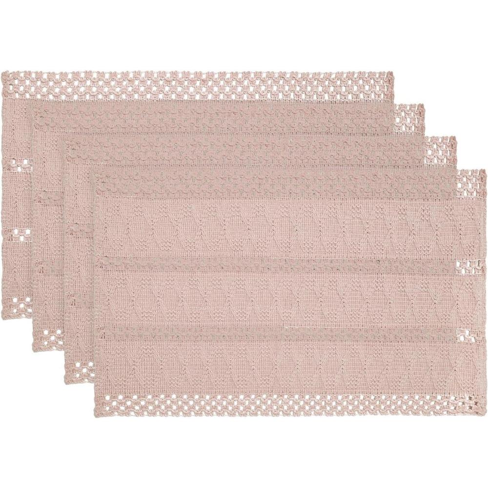 image:imageArtoid Mode Beige Farmhouse Woven Rustic Hollow Placemats Set of 412x18 Inch Seasonal Holiday Table Mats Party Kitchen Dining DecorationPink