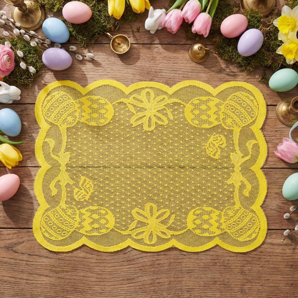 image:imageArtoid Mode Blue Eggs Lace Easter Placemats Set of 4 12x18 Inch Table Mats for Wedding Anniversary Party Dining Table DecorationYellow