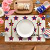 Artoid Mode Beige America Stars Block Patriotic 4th of July Placemats Set of 4, 12×18 Inch Memorial Day Holiday Table Mats for Party Kitchen Dining Decoration(Beige)