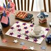 Artoid Mode Beige America Stars Block Patriotic 4th of July Placemats Set of 4, 12×18 Inch Memorial Day Holiday Table Mats for Party Kitchen Dining Decoration(Beige)