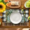 Artoid Mode Black Buffalo Plaid Truck Eucalyptus Summer Placemats Set of 4, 12×18 Inch Spring Table Mats for Party Kitchen Dining Decoration(Multi Color)