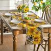 Artoid Mode Black Sunflower Bee Flower Polka Dot Summer Placemats Set of 4, 12×18 Inch Table Mats for Table Runner Party Kitchen Dining Decoration(Wood)