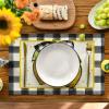 Artoid Mode Buffalo Plaid Lemon Placemats for Dining Table, 12 x 18 Inch Summer Seasonal Decoration Rustic Washable Table Mats Set of 4(Red/Blue)