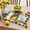Artoid Mode Buffalo Plaid Lemon Placemats for Dining Table, 12 x 18 Inch Summer Seasonal Decoration Rustic Washable Table Mats Set of 4(Red/Blue)