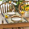 Artoid Mode Buffalo Plaid Lemon Placemats for Dining Table, 12 x 18 Inch Summer Seasonal Decoration Rustic Washable Table Mats Set of 4(Red/Blue)