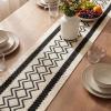 Artoid Mode Burlap Brown Stripe Diamond Pattern Woven Table Runner, Seasonal Holiday Hollow Kitchen Dining Table Decoration for Home Party Decor 12×72 Inch(Black)