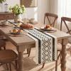 Artoid Mode Burlap Brown Stripe Diamond Pattern Woven Table Runner, Seasonal Holiday Hollow Kitchen Dining Table Decoration for Home Party Decor 12×72 Inch(Black)