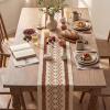 Artoid Mode Burlap Brown Stripe Diamond Pattern Woven Table Runner, Seasonal Holiday Hollow Kitchen Dining Table Decoration for Home Party Decor 12×72 Inch(Caramel)
