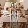 Artoid Mode Burlap Brown Stripe Diamond Pattern Woven Table Runner, Seasonal Holiday Hollow Kitchen Dining Table Decoration for Home Party Decor 12×72 Inch(Black)
