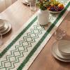 Artoid Mode Burlap Brown Stripe Diamond Pattern Woven Table Runner, Seasonal Holiday Hollow Kitchen Dining Table Decoration for Home Party Decor 12×72 Inch(Emerald)