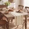 Artoid Mode Burlap Brown Stripe Diamond Pattern Woven Table Runner, Seasonal Holiday Hollow Kitchen Dining Table Decoration for Home Party Decor 12×72 Inch(Burlap Brown)