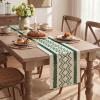 Artoid Mode Burlap Brown Stripe Diamond Pattern Woven Table Runner, Seasonal Holiday Hollow Kitchen Dining Table Decoration for Home Party Decor 12×72 Inch(Forest Green)