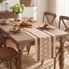 Artoid Mode Burlap Brown Stripe Diamond Pattern Woven Table Runner, Seasonal Holiday Hollow Kitchen Dining Table Decoration for Home Party Decor 12×72 Inch(Caramel)