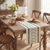 Artoid Mode Burlap Brown Stripe Diamond Pattern Woven Table Runner, Seasonal Holiday Hollow Kitchen Dining Table Decoration for Home Party Decor 12×72 Inch(Dark Grey)
