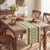 Artoid Mode Burlap Brown Stripe Diamond Pattern Woven Table Runner, Seasonal Holiday Hollow Kitchen Dining Table Decoration for Home Party Decor 12×72 Inch(Army Green)