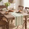 Artoid Mode Burlap Brown Stripe Diamond Pattern Woven Table Runner, Seasonal Holiday Hollow Kitchen Dining Table Decoration for Home Party Decor 12×72 Inch(Sage Green)