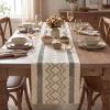 Artoid Mode Burlap Brown Stripe Diamond Pattern Woven Table Runner, Seasonal Holiday Hollow Kitchen Dining Table Decoration for Home Party Decor 12×72 Inch(Dark Grey)