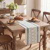 Artoid Mode Burlap Brown Stripe Diamond Pattern Woven Table Runner, Seasonal Holiday Hollow Kitchen Dining Table Decoration for Home Party Decor 12×72 Inch(Sky Blue)