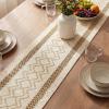 Artoid Mode Burlap Brown Stripe Diamond Pattern Woven Table Runner, Seasonal Holiday Hollow Kitchen Dining Table Decoration for Home Party Decor 12×72 Inch(Burlap Brown)