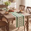 Artoid Mode Burlap Brown Stripe Diamond Pattern Woven Table Runner, Seasonal Holiday Hollow Kitchen Dining Table Decoration for Home Party Decor 12×72 Inch(Emerald)