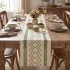 Artoid Mode Burlap Brown Stripe Diamond Pattern Woven Table Runner, Seasonal Holiday Hollow Kitchen Dining Table Decoration for Home Party Decor 12×72 Inch(Sage Green)