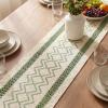 Artoid Mode Burlap Brown Stripe Diamond Pattern Woven Table Runner, Seasonal Holiday Hollow Kitchen Dining Table Decoration for Home Party Decor 12×72 Inch(Sage Green)