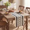 Artoid Mode Burlap Brown Stripe Diamond Pattern Woven Table Runner, Seasonal Holiday Hollow Kitchen Dining Table Decoration for Home Party Decor 12×72 Inch(Dark Blue)