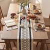 Artoid Mode Burlap Brown Stripe Diamond Pattern Woven Table Runner, Seasonal Holiday Hollow Kitchen Dining Table Decoration for Home Party Decor 12×72 Inch(Dark Blue)