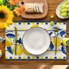 Artoid Mode Lemon Branches Summer Round Thanksgiving Placemats Set of 4, 14 Inch Round Table Mats for Dining Decoration(Beige)