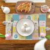 Artoid Mode Rabbit Bunny Eggs Bow Flower Happy Easter Placemats Set of 4, 12×18 Inch Seasonal Spring Holiday Table Mats for Party Kitchen Dining Decoration