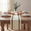 Artoid Mode Red Stripe Woven Table Runner, Seasonal Holiday Hollow Kitchen Dining Table Decoration for Home Party Decor 12×72 Inch(Army Green)