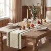 Artoid Mode Red Stripe Woven Table Runner, Seasonal Holiday Hollow Kitchen Dining Table Decoration for Home Party Decor 12×72 Inch(Army Green)